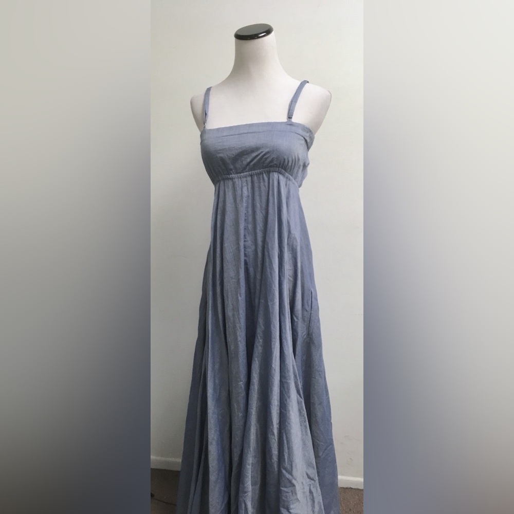 Y's Yohji Yamamoto blue Chambray Cotton Maxi Dress made in Japan S 1